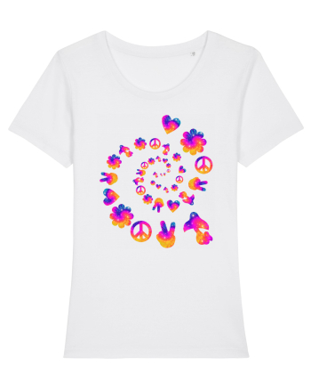 Mushroom Hippie Love Peace Sign White