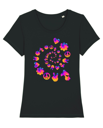 Mushroom Hippie Love Peace Sign Black