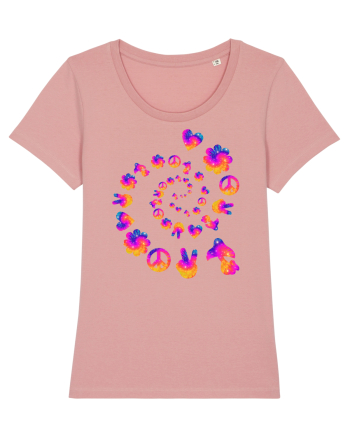 Mushroom Hippie Love Peace Sign Canyon Pink