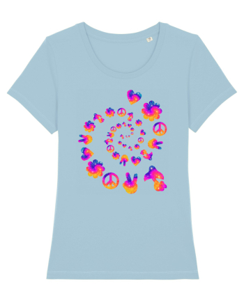 Mushroom Hippie Love Peace Sign Sky Blue