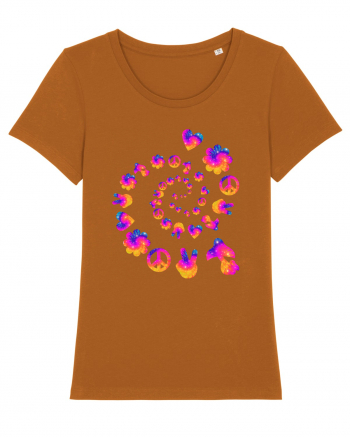 Mushroom Hippie Love Peace Sign Roasted Orange