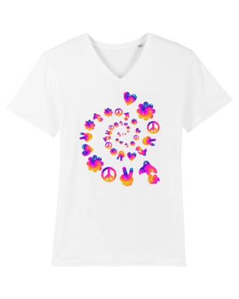 Mushroom Hippie Love Peace Sign White