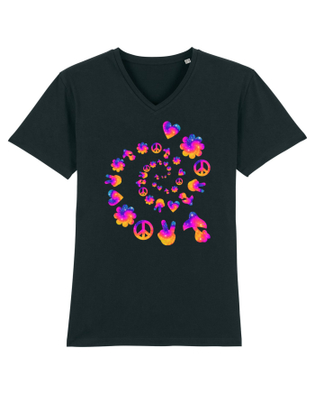 Mushroom Hippie Love Peace Sign Black