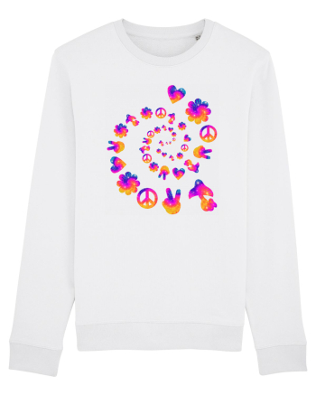 Mushroom Hippie Love Peace Sign White
