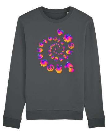 Mushroom Hippie Love Peace Sign Anthracite