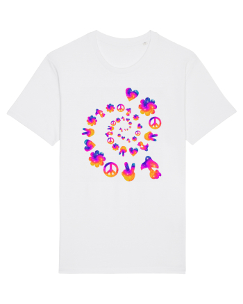 Mushroom Hippie Love Peace Sign White