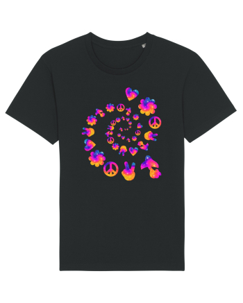 Mushroom Hippie Love Peace Sign Black