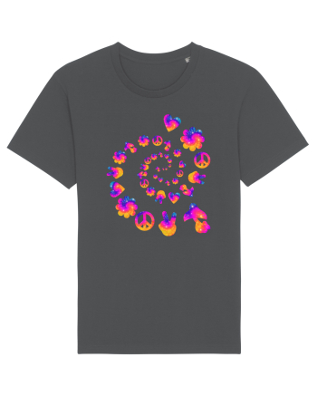 Mushroom Hippie Love Peace Sign Anthracite