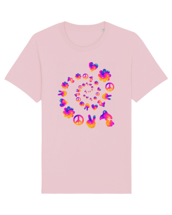 Mushroom Hippie Love Peace Sign Cotton Pink