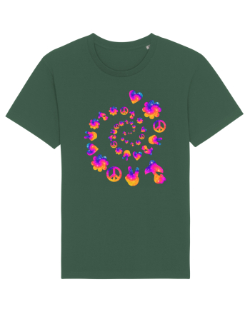 Mushroom Hippie Love Peace Sign Bottle Green
