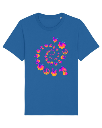 Mushroom Hippie Love Peace Sign Royal Blue