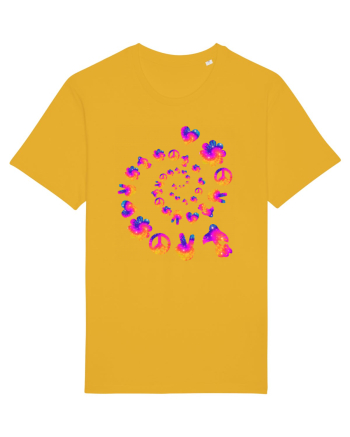 Mushroom Hippie Love Peace Sign Spectra Yellow