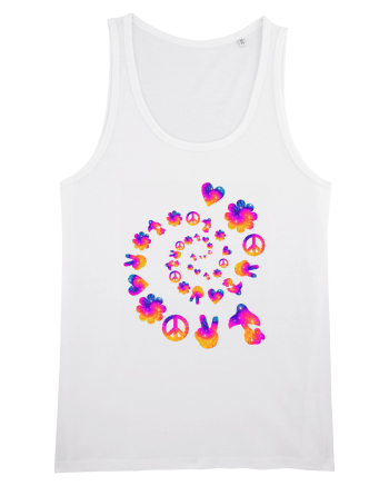 Mushroom Hippie Love Peace Sign White