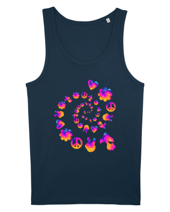 Mushroom Hippie Love Peace Sign Navy
