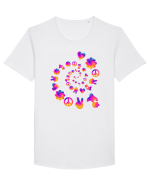 Mushroom Hippie Love Peace Sign Tricou mânecă scurtă guler larg Bărbat Skater