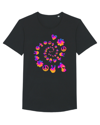 Mushroom Hippie Love Peace Sign Black