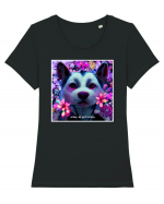 husky little dog Tricou mânecă scurtă guler larg fitted Damă Expresser