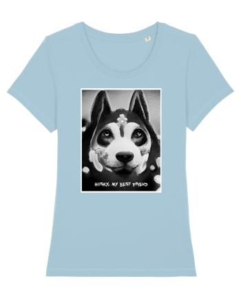 husky black and white Sky Blue