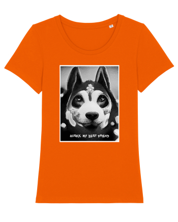 husky black and white Bright Orange