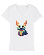 geometric dog Tricou mânecă scurtă guler V Damă Evoker