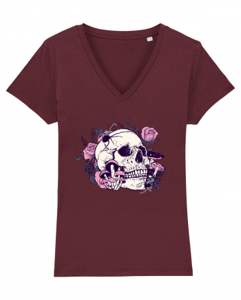 Skull Roses Burgundy