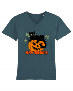 Happy Halloween Meow Tricou mânecă scurtă guler V Bărbat Presenter