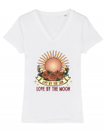 Live by the Sun love by the Moon Tricou mânecă scurtă guler V Damă Evoker