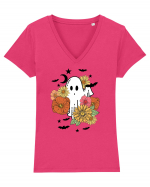 Spooky Fall Boo Tricou mânecă scurtă guler V Damă Evoker