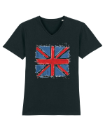 British Flag | UK Flag | England Distressed Flag Tricou mânecă scurtă guler V Bărbat Presenter