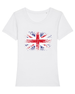 British Flag | UK Flag | England Grunge Flag Tricou mânecă scurtă guler larg fitted Damă Expresser