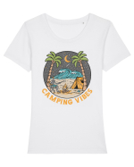 Camping Vibes Tricou mânecă scurtă guler larg fitted Damă Expresser