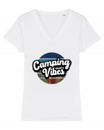 Camping Vibes Tricou mânecă scurtă guler V Damă Evoker