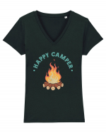 Happy Camper Tricou mânecă scurtă guler V Damă Evoker