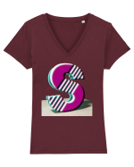 Litera S  3d - v2 (cu stralucire) Tricou mânecă scurtă guler V Damă Evoker
