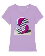 Litera S  3d - v2 (cu stralucire) Tricou mânecă scurtă guler larg fitted Damă Expresser