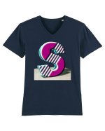 Litera S  3d - v2 (cu stralucire) Tricou mânecă scurtă guler V Bărbat Presenter