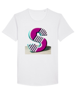 Litera S  3d - v2 (cu stralucire) Tricou mânecă scurtă guler larg Bărbat Skater