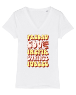 Predau, educ, inspir, luminez, iubesc Tricou mânecă scurtă guler V Damă Evoker