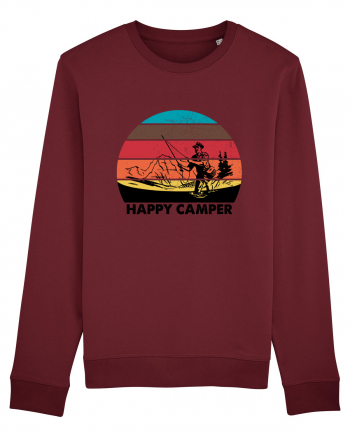 Happy Camper Retro Fishing Burgundy