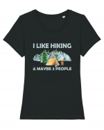 I Like Hiking & Maybe 3 People Tricou mânecă scurtă guler larg fitted Damă Expresser