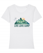 Live Love Camp Tricou mânecă scurtă guler larg fitted Damă Expresser