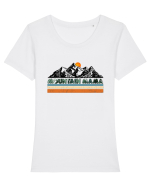 Mountain Mama Retro Sunset Tricou mânecă scurtă guler larg fitted Damă Expresser