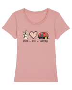 Peace Love Camping Tricou mânecă scurtă guler larg fitted Damă Expresser