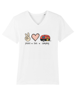 Peace Love Camping Tricou mânecă scurtă guler V Bărbat Presenter