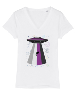 Ace Pride Ufo Asexual Lgbt Q Gaylien Tricou mânecă scurtă guler V Damă Evoker
