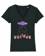 Alien Lover Ufo Believe Ufo's Day Tricou mânecă scurtă guler V Damă Evoker