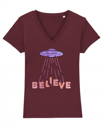 Alien Lover Ufo Believe Ufo's Day Burgundy