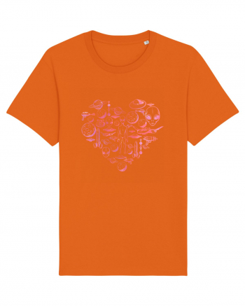 Aliens Ufo Enthusiast Lovers Heart Bright Orange