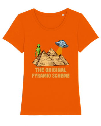 Astronaut Alien Ufo Egyptian Pyramid Bright Orange