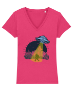Bigfoot Ufo Moonmountain Alien Vintage Tricou mânecă scurtă guler V Damă Evoker